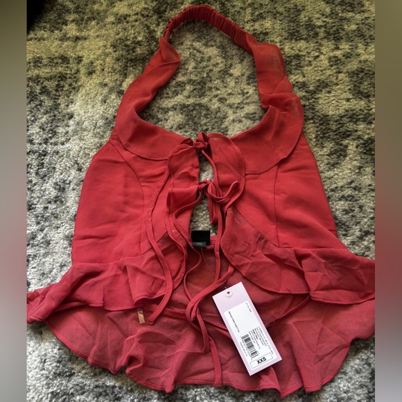 Target Tops - NWT Wild Fable Tie Front Halter Top Chiffon Mauve Pink Size: XXS